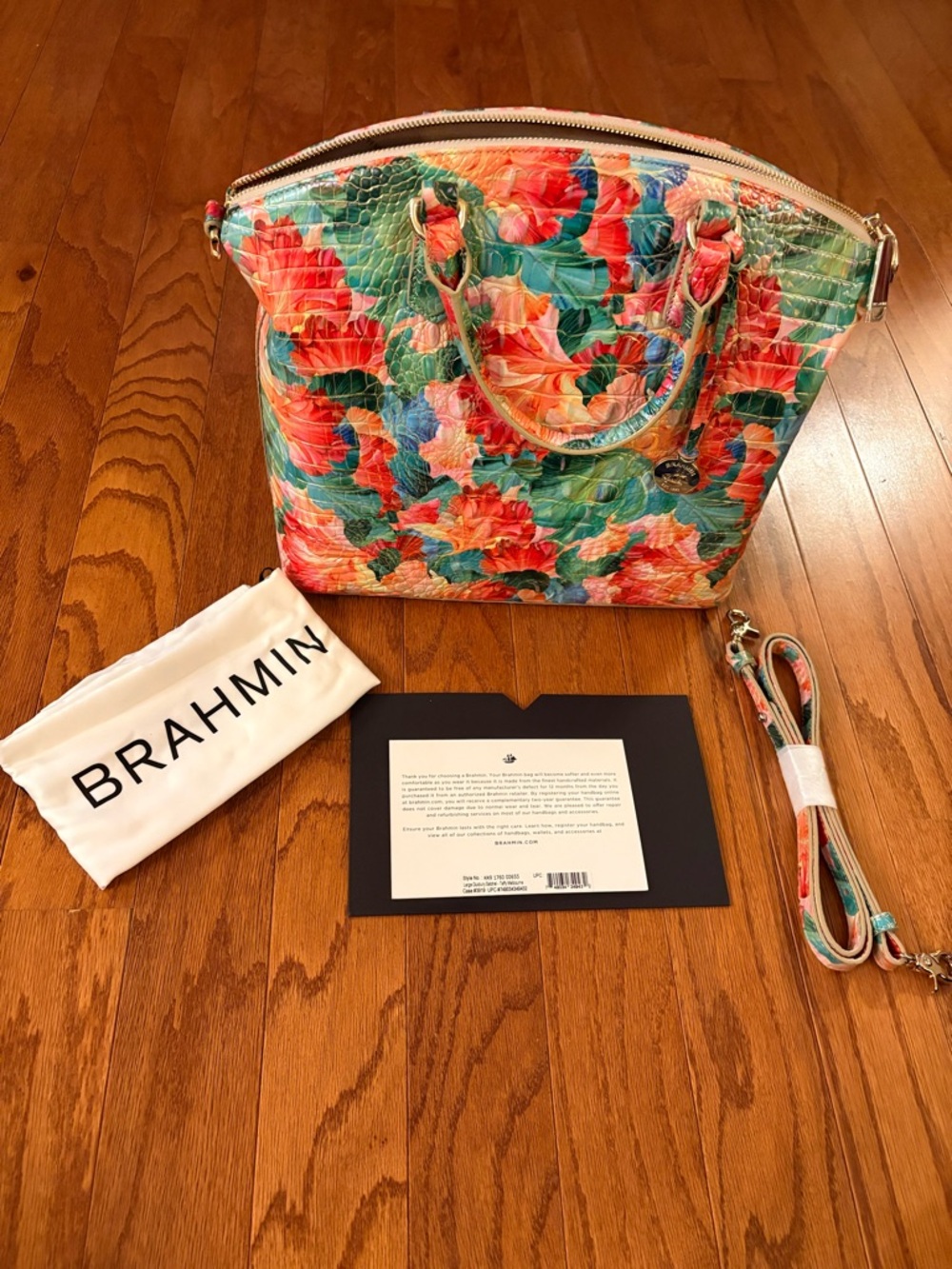 Brahmin Floral Embossed Satchel -Taffy Melbourne NWT!